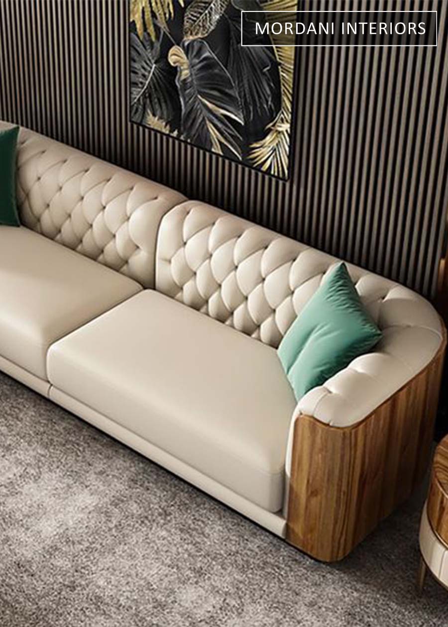 Macron Cream Leather Upholstery